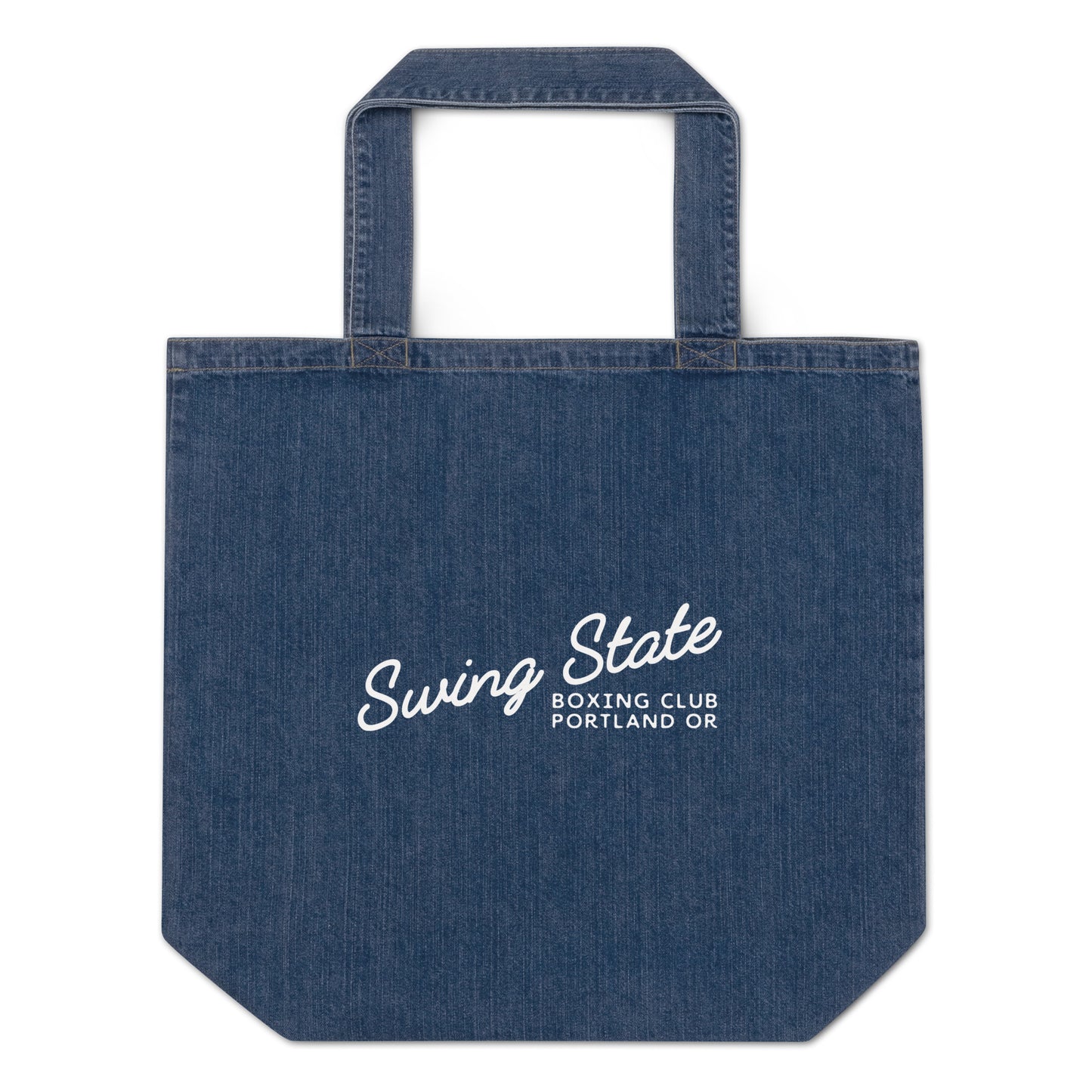 Organic denim tote bag