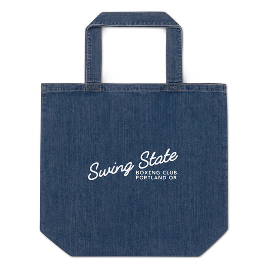 Organic denim tote bag